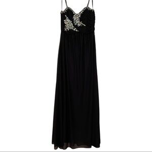 NWT Ellie Makenzie Black Strapless Gown Formal Dress Rhinestones Lined Size 9